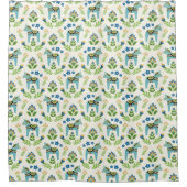 Zweeds Dala Paarden Blauwgroen Shower Curtain Douchegordijn (Voorkant)