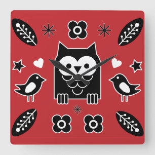 Zweeds en Fins Folk Art Gift Vierkante Klok