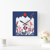 Zweeds en Fins Folk Art Gifts Vierkante Klok (Huis)