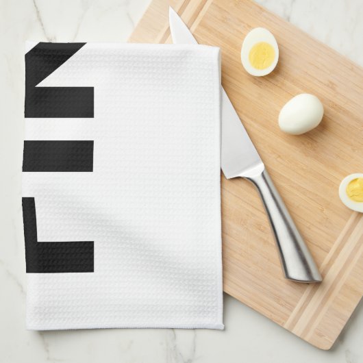 Zweeds Fika Bold Zwart-Wit Sans Serif Theedoek (Quarter Fold)