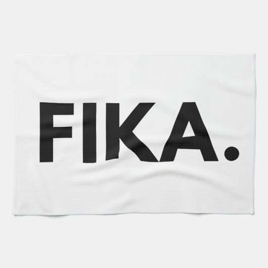 Zweeds Fika Bold Zwart-Wit Sans Serif Theedoek (Horizontaal)