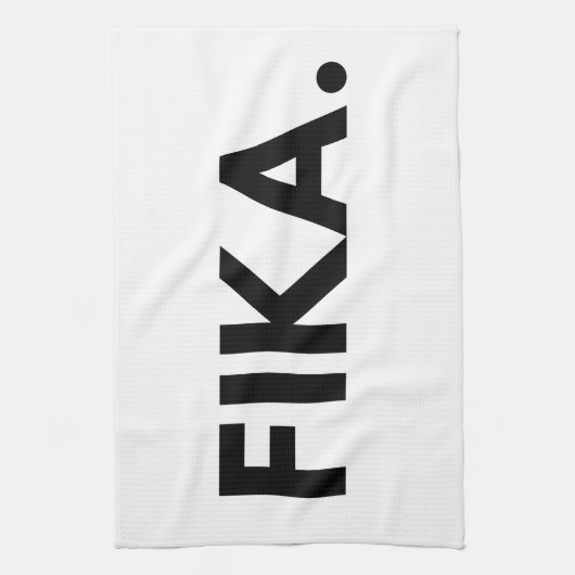 Zweeds Fika Bold Zwart-Wit Sans Serif Theedoek (Verticaal)