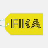Zweeds Fika Geel en Zwart Cadeaulabel (Achterkant Horizontaal)