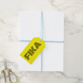 Zweeds Fika Geel en Zwart Cadeaulabel (Met Touw)