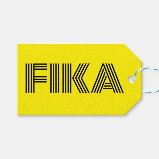 Zweeds Fika Geel en Zwart Cadeaulabel (Voorkant (Horizontaal))