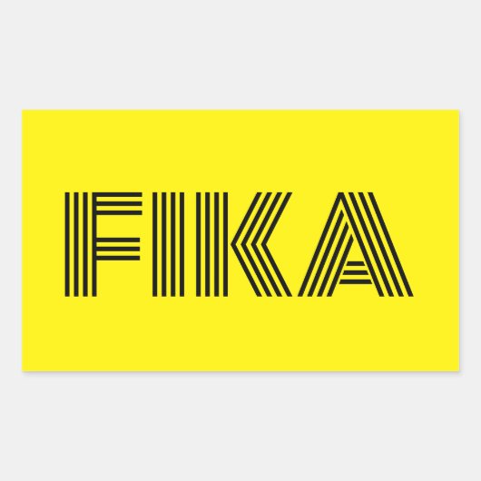 Zweeds Fika Geel en Zwart Rechthoekige Sticker (Voorkant)