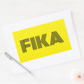 Zweeds Fika Geel en Zwart Rechthoekige Sticker (Envelop)