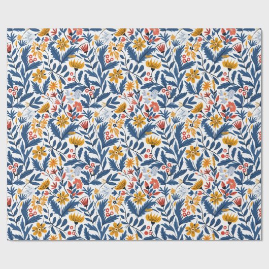 Zweeds Folk Botanical Cadeaupapier (Vlak)