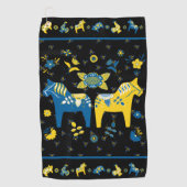 Zweeds Folk Dala Horse Golfhanddoek (Voorkant)