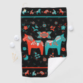 Zweeds Folk Dala Horse Golfhanddoek (Insitu)