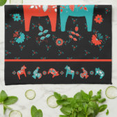 Zweeds Folk Dala Horse Theedoek (Gevouwen)