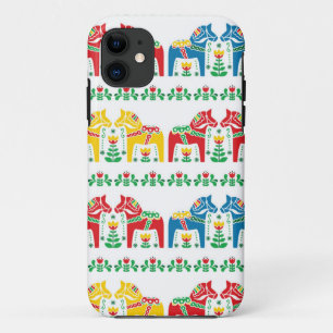 Zweeds folkpatroon Dala Horse floral iPhone 11 Hoesje