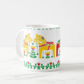Zweeds folkpatroon Dala Horse floral Koffiemok (Voorkant links)
