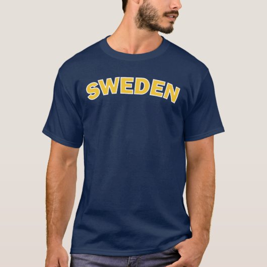 Zweeds Geel op Blue T-Shirt (Voorkant)