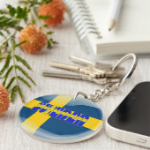 Zweeds glanzende vlag sleutelhanger (Voorkant Rechts)
