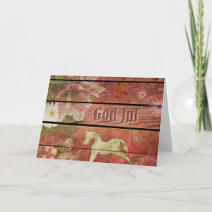 Zweeds God jul op Wooden Kerstbestuur Feestdagen Kaart