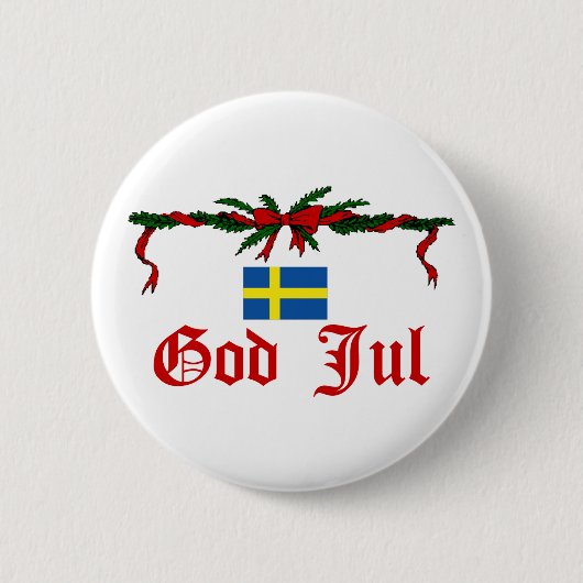 Zweeds God jul (vrolijk kerstfeest) Ronde Button 5,7 Cm (Voorkant)