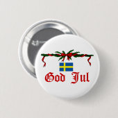 Zweeds God jul (vrolijk kerstfeest) Ronde Button 5,7 Cm (Voorkant /achterkant)