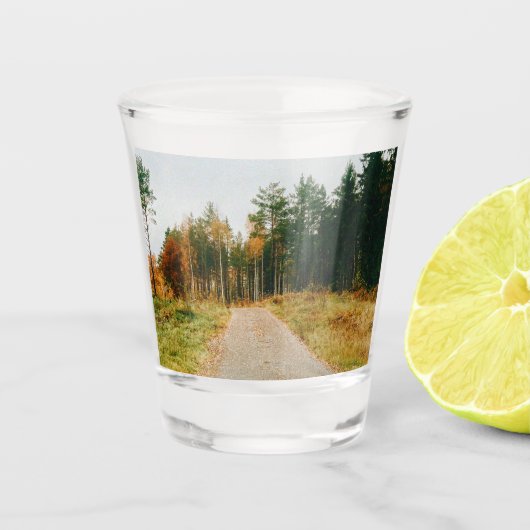 Zweeds herfstbos shot glas (Voorkant)