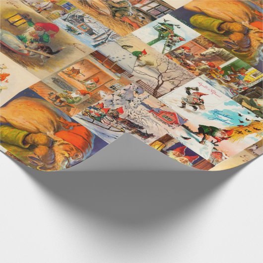  Zweeds Jultomte Gnome Collage Cadeaupapier (Hoek)