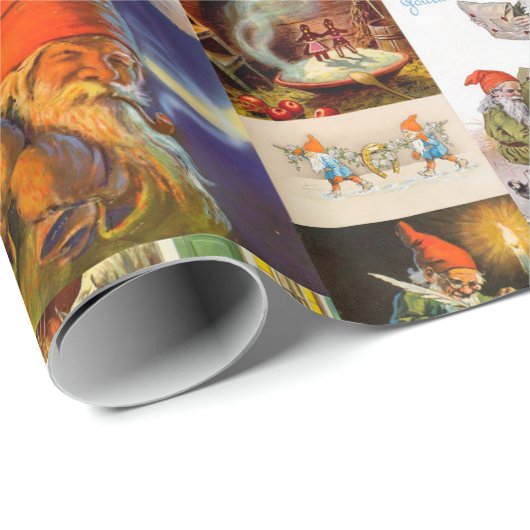  Zweeds Jultomte Gnome Collage Cadeaupapier (Rol Hoek)