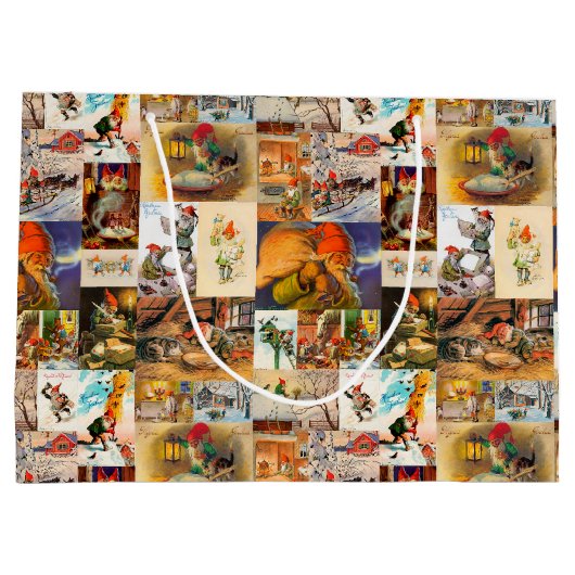  Zweeds Jultomte Gnome Collage Groot Cadeauzakje (Achterkant)