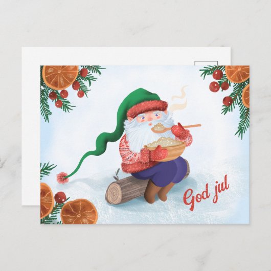 Zweeds Jultomten God Jul Kerstmis Briefkaart (Voorkant / Achterkant)