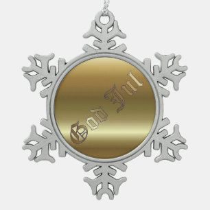 Zweeds kerstfeest Golden Snowflake Pewter Ornament