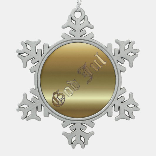 Zweeds kerstfeest Golden Snowflake Pewter Ornament (Voorkant)