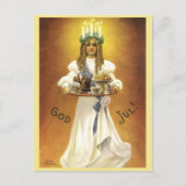 Zweeds kerstmeisje Lit Candle Wreate op kop Briefkaart (Voorkant)