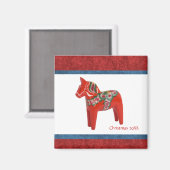 Zweeds Kerstmis Dala Paard Custom Dated Magneet (Voorkant / Achterkant)