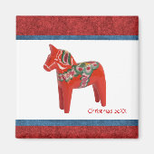 Zweeds Kerstmis Dala Paard Custom Dated Magneet (Voorkant)