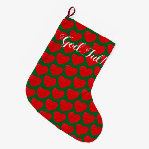 Zweeds Kerstmis Rode Hart Gepersonaliseerd Grote Kerstsok