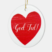 Zweeds Kerstmis Rode Hart Gepersonaliseerd Keramisch Ornament (Links)