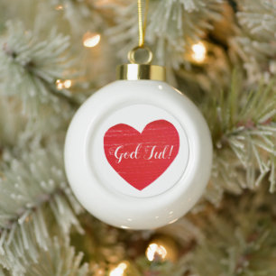 Zweeds Kerstmis Rood Hart Persoonlijk Keramische Bal Ornament