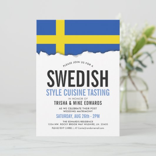 Zweeds keuken | Vlaggenuitnodiging Kaart (Staand voorkant)