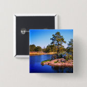 zweeds landschap , foto vierkante button 5,1 cm (Voorkant /achterkant)