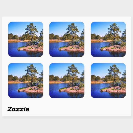 zweeds landschap , foto vierkante sticker (Vel)