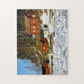 Zweeds landschap in de winter met sneeuw - bevrore legpuzzel (Verticaal)