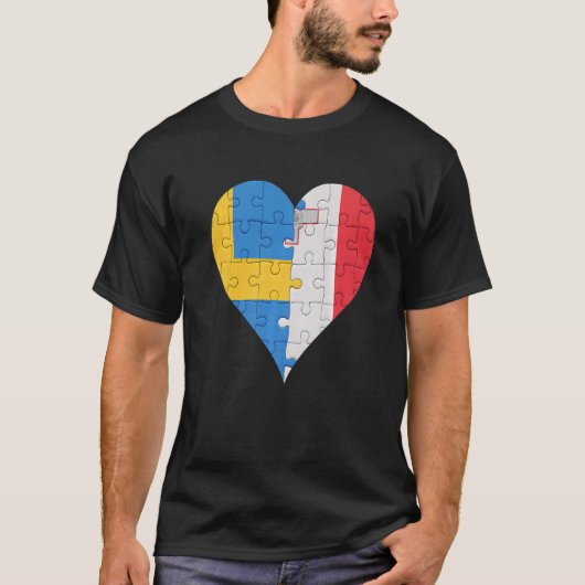 Zweeds Maltees Vlag Hart T-shirt (Voorkant)
