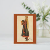 Zweeds meisje dat accordion speelt briefkaart (Staand voorkant)