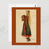 Zweeds meisje dat accordion speelt briefkaart (Voorkant / Achterkant)