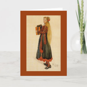 Zweeds meisje dat accordion speelt kaart