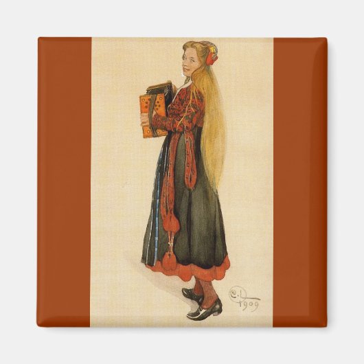 Zweeds meisje dat accordion speelt magneet (Voorkant)