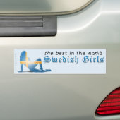 Zweeds meisje Silhouette vlag Bumpersticker (Op auto)