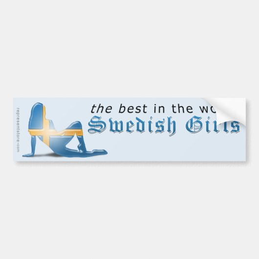 Zweeds meisje Silhouette vlag Bumpersticker (Voorkant)