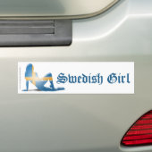 Zweeds meisje Silhouette vlag Bumpersticker (Op auto)