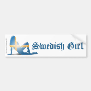 Zweeds meisje Silhouette vlag Bumpersticker