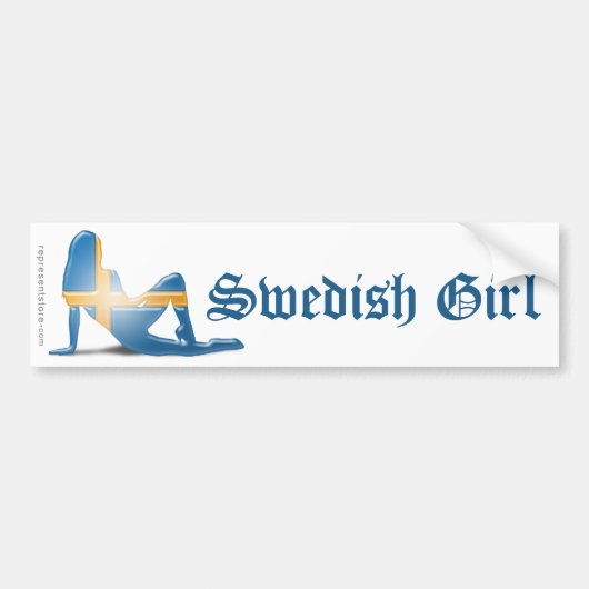 Zweeds meisje Silhouette vlag Bumpersticker (Voorkant)