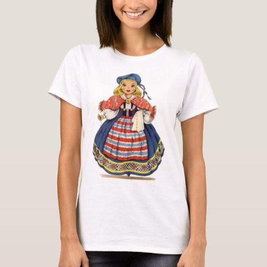 Zweeds meisje traditionele kleding T-shirt (Voorkant)